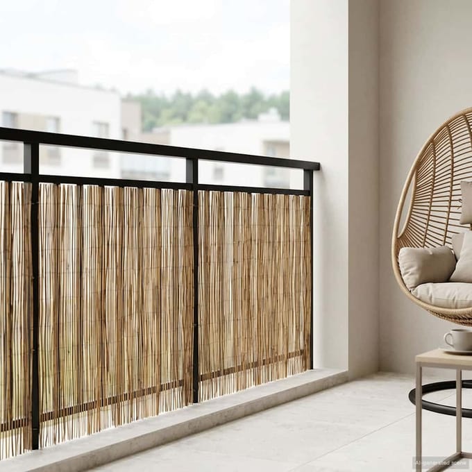 vidaXL - Tuinhek - Gecarboniseerd - 600 - x - 100 - cm - Riet
