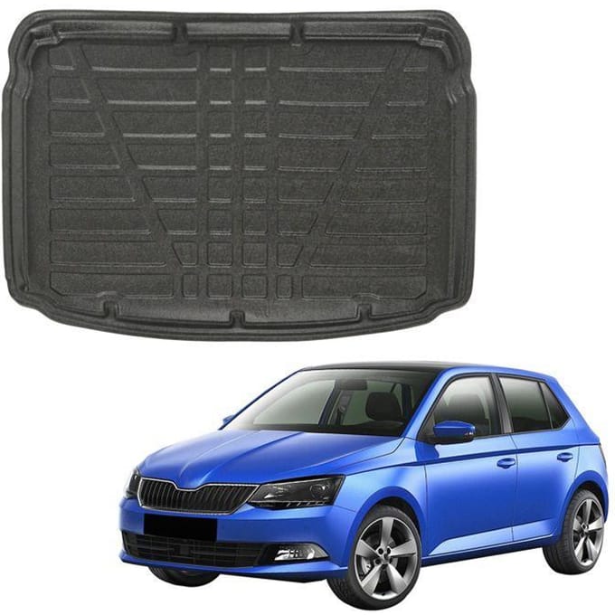 Bac de coffre sur mesure - SCOUTT - Skoda Fabia 3 (2014-2020) Hatchback - TPE noir mat - Antidérapant - Bords hauts
