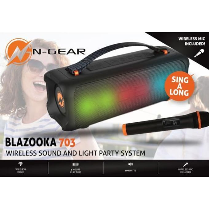 N-Gear Blazooka 703B - Bluetooth Speaker - Karaoke Set - Party Box met Microfoon - Zwart