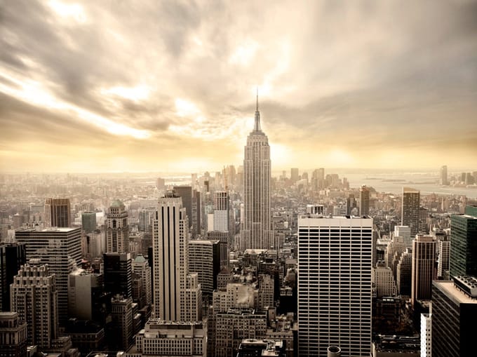 Fotobehang - New York - Manhattan bij zonsopgang.