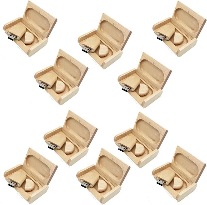 USB Sticks - Flash Drives - Data Opslag - Natuurlijk Hout - 10x 32 GB - Maple