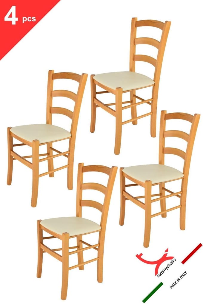 Tommychairs Venice - Eetkamerstoelen - Set van 4 - Bruin - Kunstleer en Hout