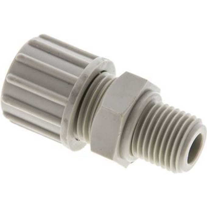 10x4mm & G1/4'' PP Rechte Knelfitting Buitendraad 10bar Kunststof en Polyamide