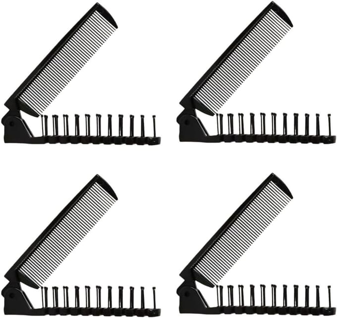 Set van 4 Vouwbare Kammen voor Baard en Haar, Compacte en Draagbare Haarborstel voor Thuis en Reizen