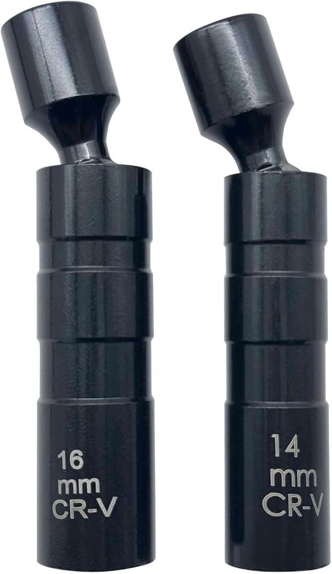 Bougie Socket Set - Universele Sleutel - Motoronderhoud - Magnetische Flexibele Grip - 14mm 16mm - Zwart