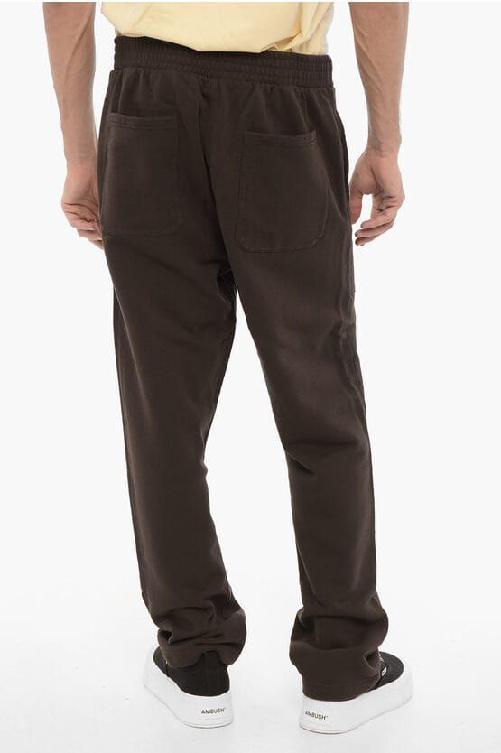 Joggingbroek van geborsteld katoen met contrasterend logo in bruin