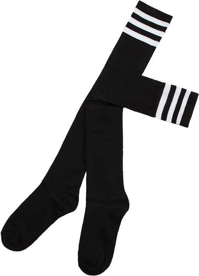 Somstyle Hoge Sokken Dames - 46 cm - Kousen - Thigh Highs - Zwart / Wit