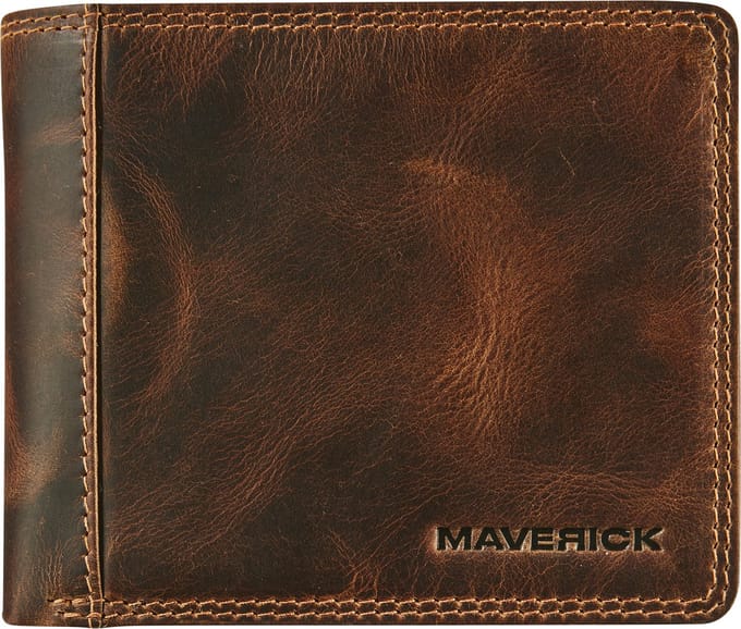 Maverick the original - RFID portemonnee met kleingeldvak -  volnerf rundsleder - bruin