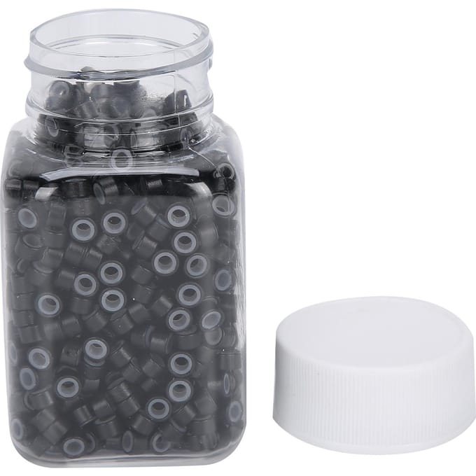 Hairextensie Ring Loops Siliconen Bekleed Micro Ringetjes Links Aluminium Hairextensie Tool 1# Zwart gray