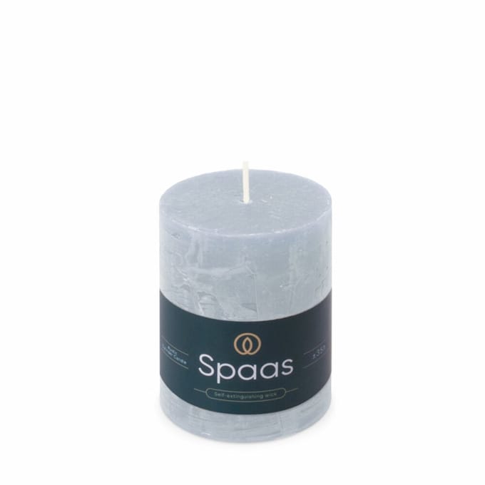 SPAAS Rustieke Pillarkaars ± 35 branduren Lichtblauw