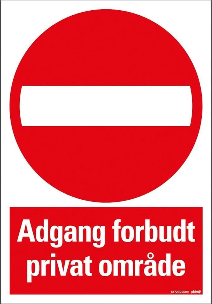 Pickup bord 23x33 cm Combinatie - ADGANG FORBUDT PRIVAT OMRADE