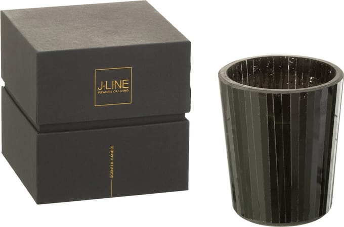 J-Line geurkaars Noa - Spicy Twilight - glas - zwart - medium - 55U
