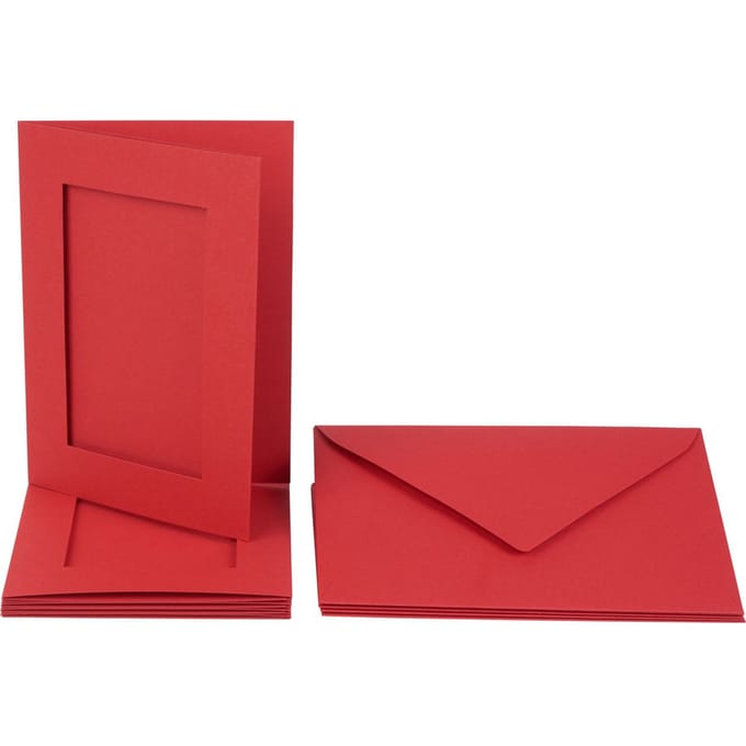 Passepartoutkaarten "Rechthoek", 10-delig - Rood