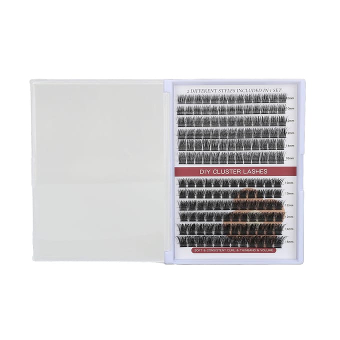 2-in-1 Wimperextension Kit DIY Draagbare Individuele Volume Wimpercluster met 10ml Vloeistof C+D 12 gray