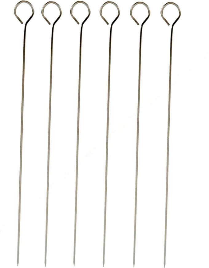 Arte vlees spiezen - 12x stuks - metaal - 25 cm - barbecue - vleespennen - sticks