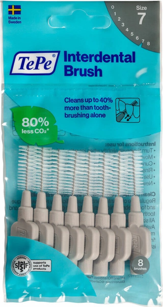 10x TePe Ragers 1,3 mm Grijs blister à 8 stuks
