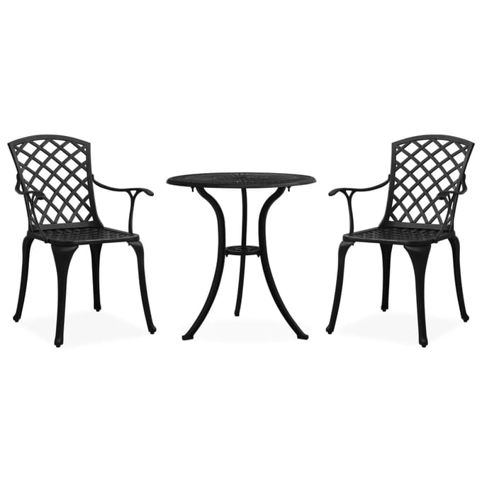 vidaXL - 3-delige - Bistroset - gietaluminium - zwart