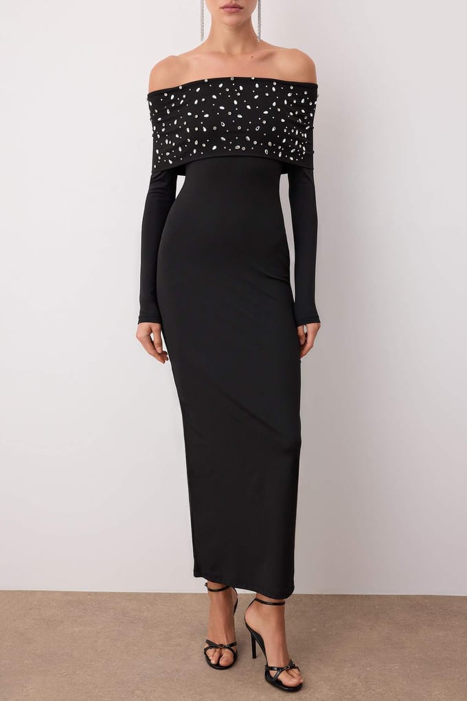 Dames platte maxi lange chique/nacht bodycon jurk