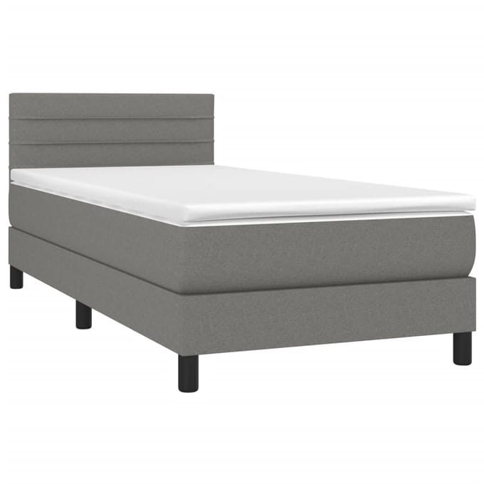 vidaXL - Boxspring - met - matras - en - LED - stof - donkergrijs - 80x200 - cm