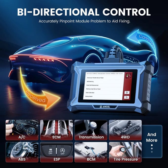 OBD Scanner - OBD2 - Auto Scanner - Auto uitlezen - Diagnose Apparatuur voor Auto's - OBD2 Scanner voor Kia - Hyundai - Genesis - ECU-codering - Actieve Tests - 30+ Resetservices - OE-Niveau Diagnose - Full System Scan - Android Touchscreen