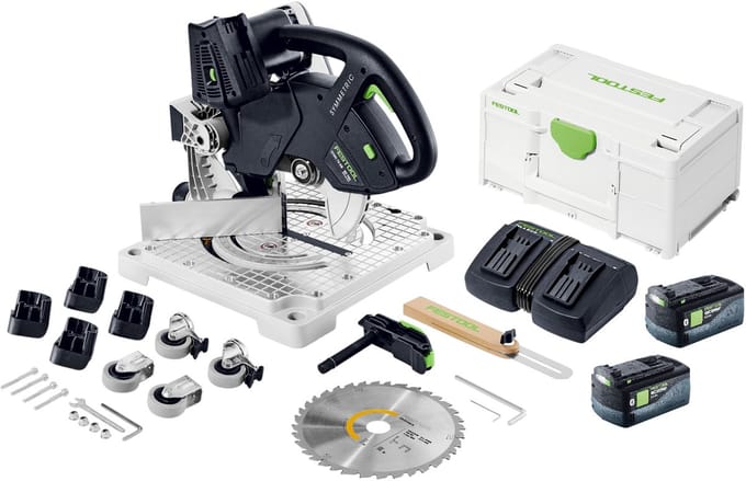 Festool SYMC 70 EB-Basic SYMMETRIC accu-profielzaag 36 V ( 2 x 18 V ) 216 mm + 2x accu 5,0 Ah + dubbele lader + Systainer