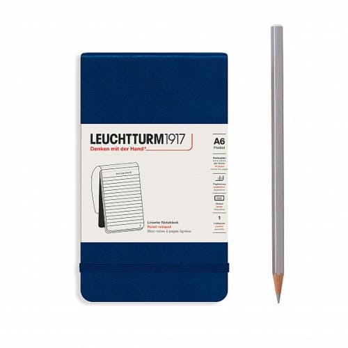 Leuchtturm1917 reporter notepad pocket a6 gelinieerd navy blauw