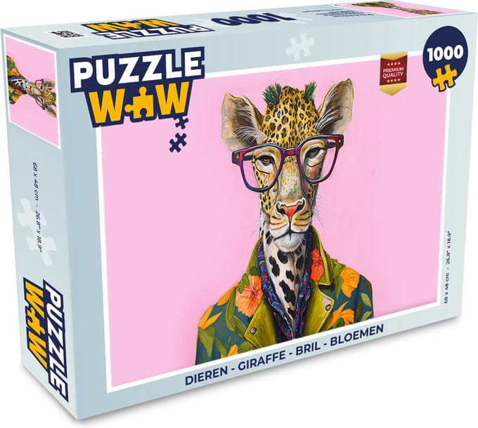 Puzzel Dieren - Giraffe - Bril - Bloemen - Legpuzzel - Puzzel 1000 stukjes volwassenen