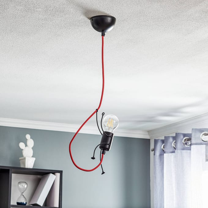 EMIBIG LIGHTING Hanglamp Bobi 1 in zwart, kabel rood, 1-lamp.