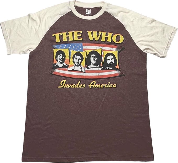 The Who - Invades America Heren T-shirt - M - Bruin/Creme