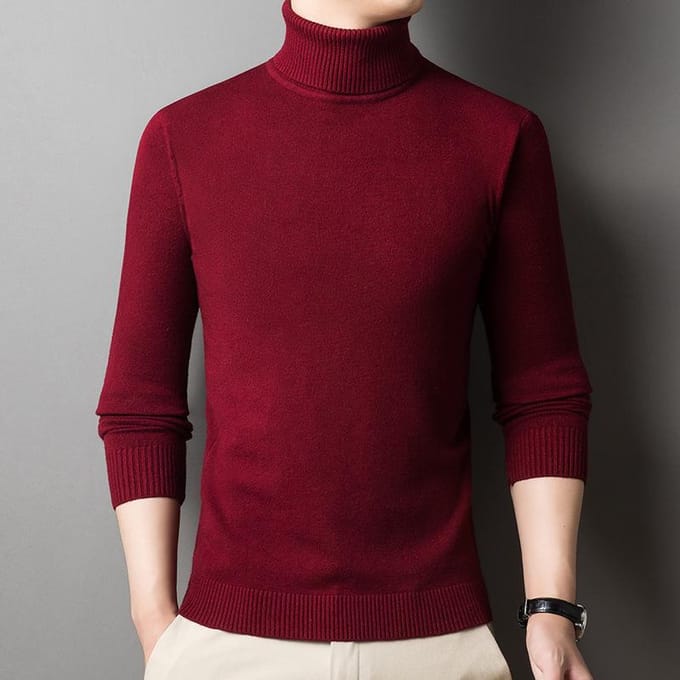 Herfst en Winter Nieuwe Col Dubbelgevouwen Effen Kleur Basis Jongeren Trui Heren Gebreide Trui 4XL Vloot