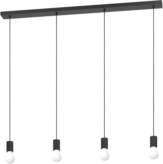 EGLO Nogalte hanglamp - 4-lichts - E27 - 117 cm - Rechthoek - Zwart