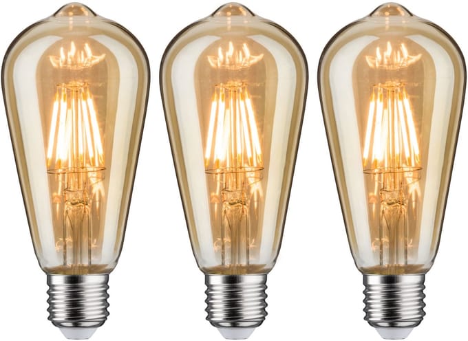1879 Set LED-kolf Rustika E27 230V 3x480lm 3x6W 1700K dimbaar Goud