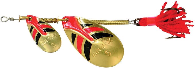 Ondex Tandem spinner 6/8 – 22 gram met dubbele bladen Gold/Décoré