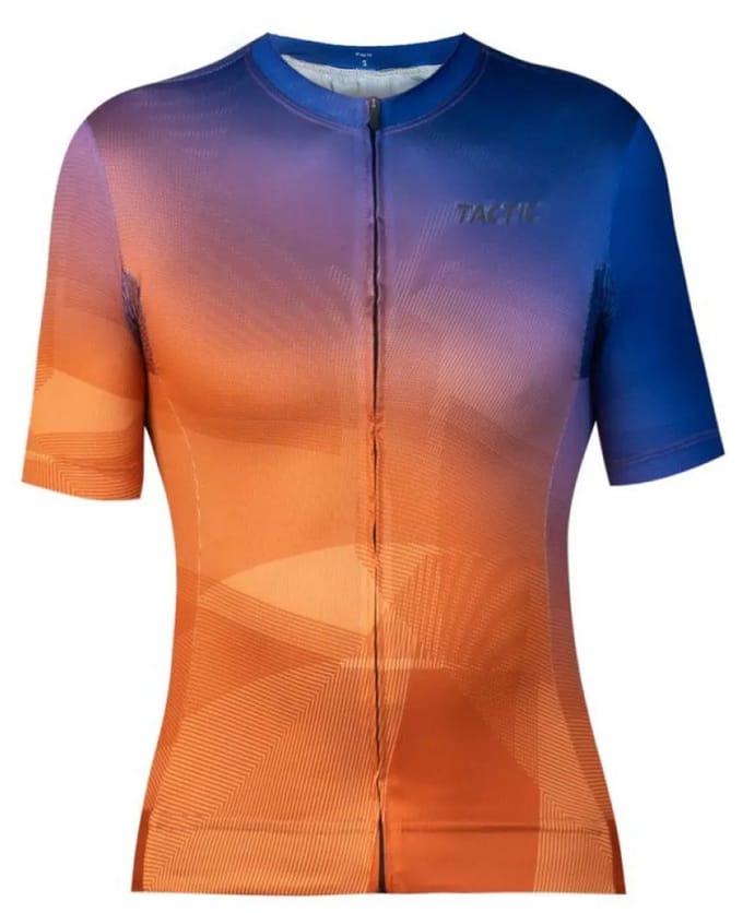 Tactic Atacama Korte Mouw Wielertrui Oranje,Blauw M Vrouw