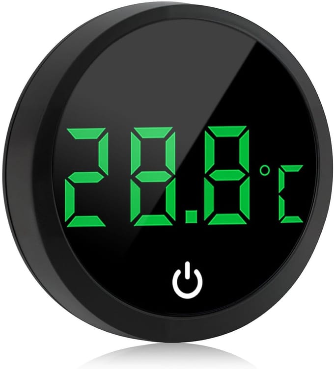 Digitale Aquariumthermometer - Water Temperatuurmeter - Aquarium Temperatuur Bewaken - Draadloos Touchscreen Display - 5 x 3 cm - Zwart