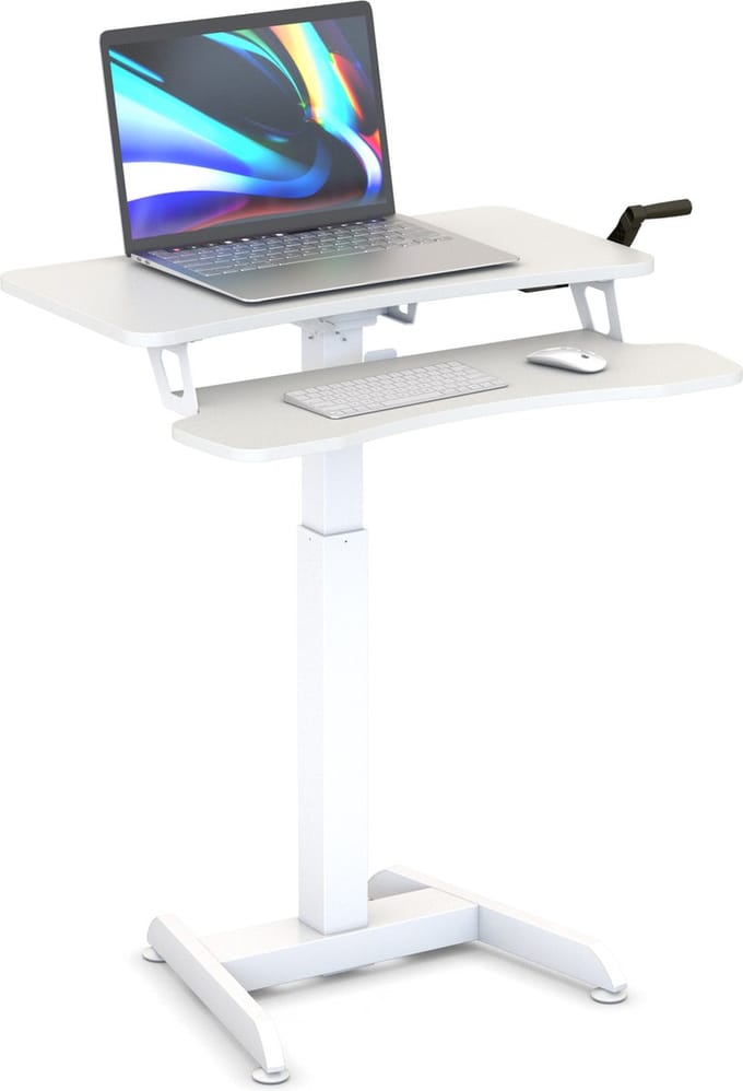 Worktrainer - Updesk High Handslinger - Hoogte 72-122 cm - Breedte 80 cm - Klein Zit-Sta Bureau - In hoogte verstelbaar Bureau - Wit