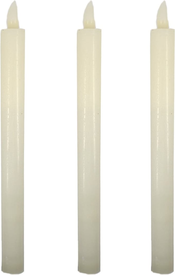 Cepewa Led dinerkaarsen - 3x stuks - LED-verlichting met timer - wit - 25 cm - op batterijen