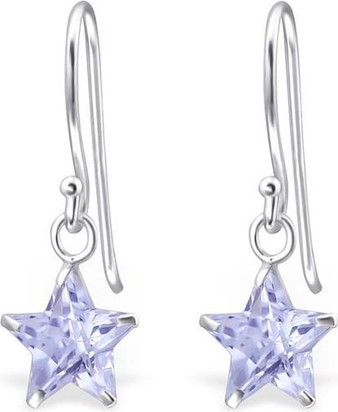 Montebello Oorbellen Ada Lavendel - 925 Zilver E-Coating - Ster - 8mm - 23mm