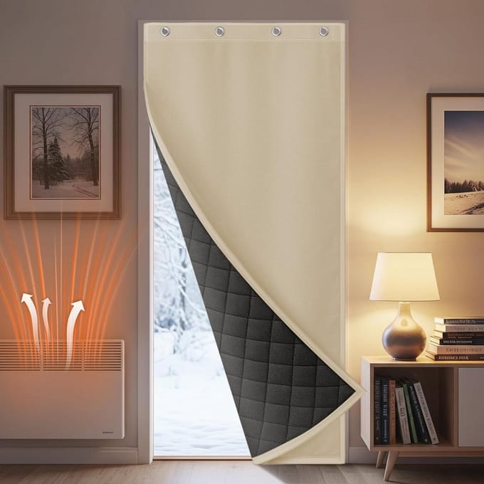 Isolerend Deurgordijn Paneel 2-Delig Beige H210xB100 cm