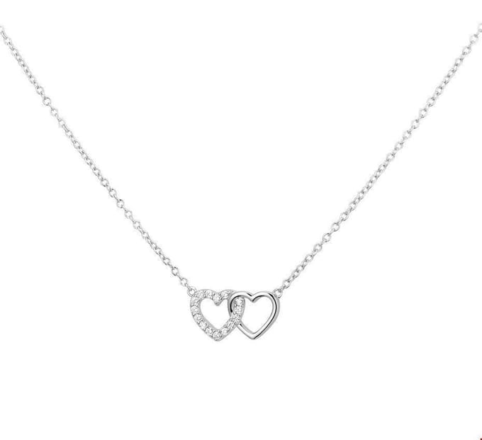 Zilver Gerhodineerde Collier hartjes zirkonia 1 1325707