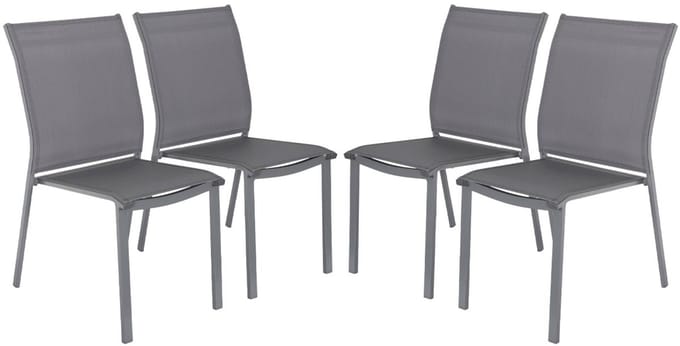 sweeek - Set van 4 stapelbare tuinstoelen van aluminium en textileen 64,5 x 45,5 x 89,5 cm - buffalo