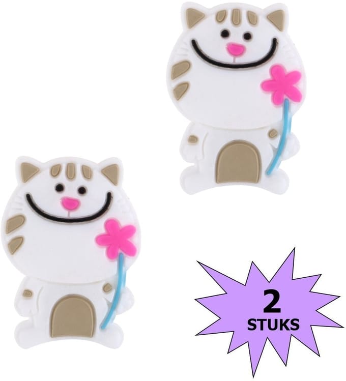 Fako Bijoux - Tennisdemper - Tennis Demper - Poes - Wit - 2 Stuks