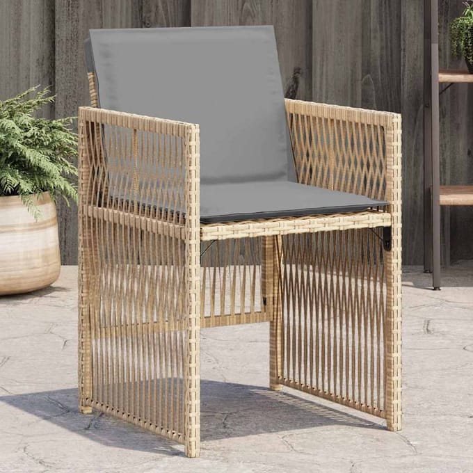 vidaXL - Tuinstoelen - 4 - st - met - kussens - poly - rattan - gemengd - beige