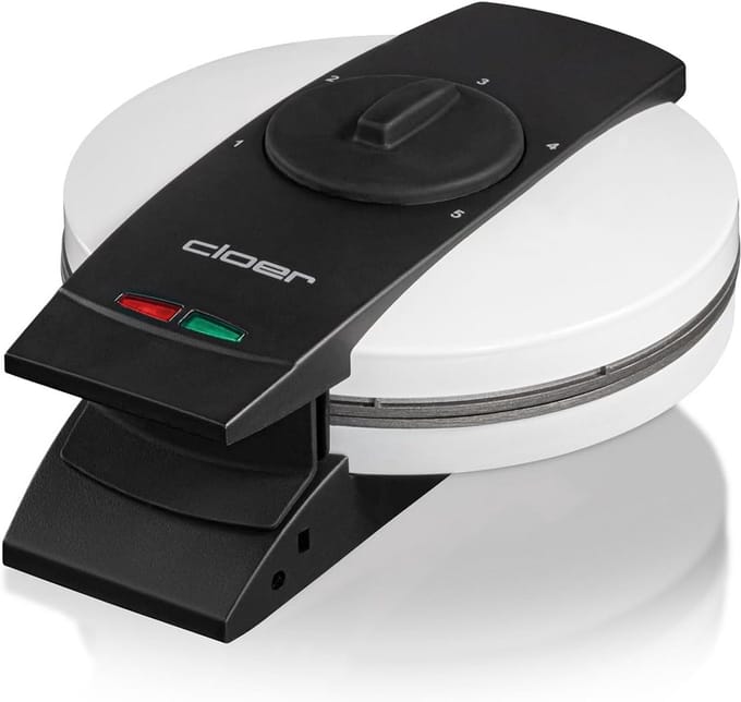 Wafflemaker voor 5 hartvormige wafels - anti-aanbaklaag - 930W - wit
