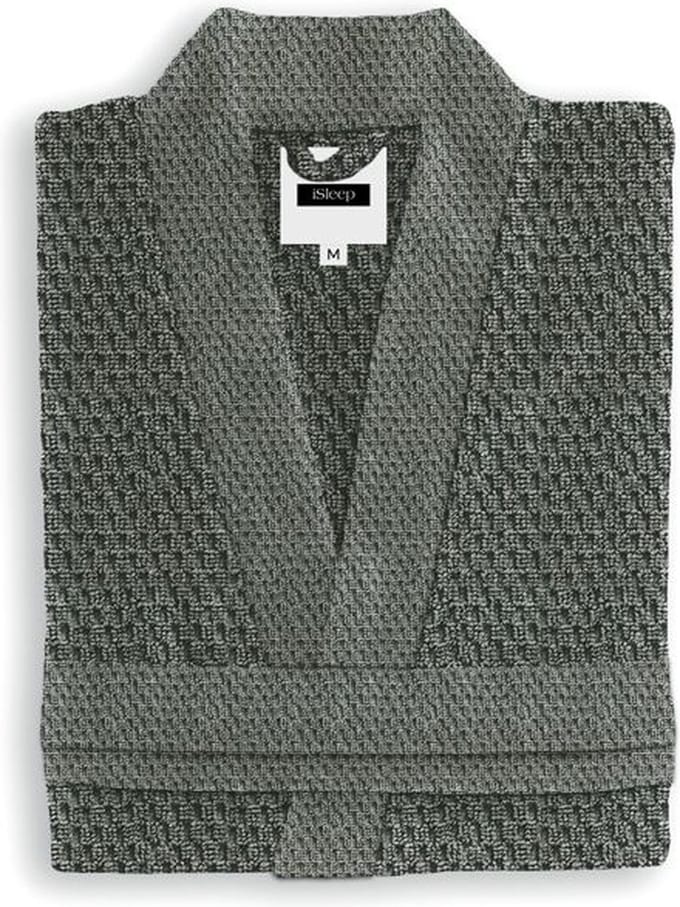 iSleep Badjas Grant - 100% Katoen - Unisex - Maat M - Classic Anthracite