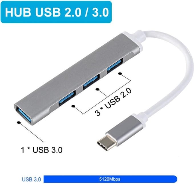USB C HUB - 4x USB output - 1x USB 3.0, 3x USB 2.0