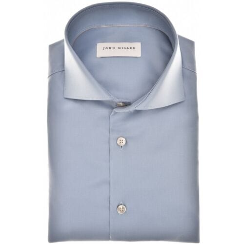 John Miller Overhemd Luxury Solid Color Cotton Non-Iron Midden Blauw / male