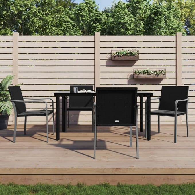vidaXL - 5-delige - Tuinset - met - kussens - poly - rattan - en - staal