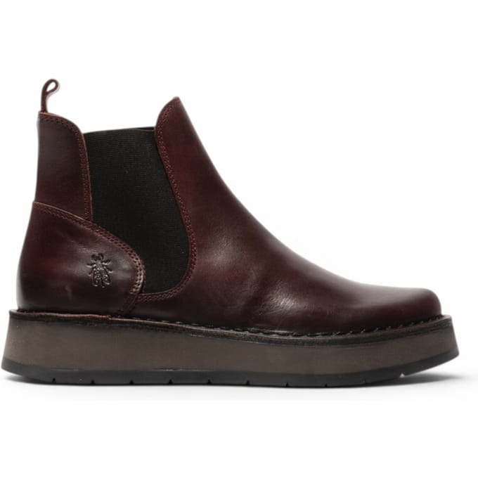 Fly London Womens Wine Chelsea Leather Ankle Boots - RAWI131