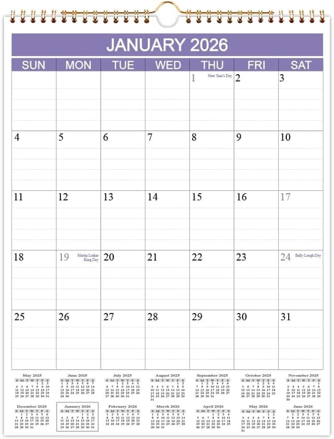 Wandkalender 2025 12 Maanden Verticaal - Ruim Ingevuld en Dik Papier